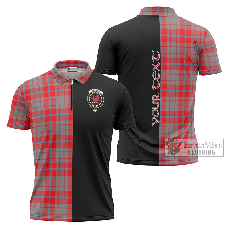 Moubray Tartan Zipper Polo Shirt with Family Crest and Half Of Me Style