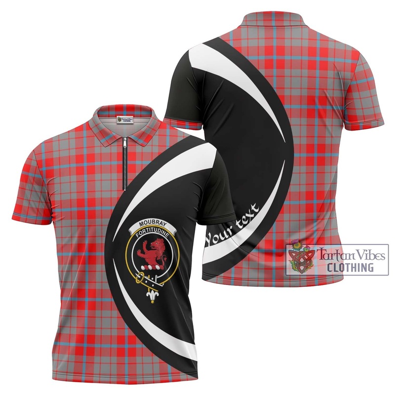 Moubray Tartan Zipper Polo Shirt with Family Crest Circle Style