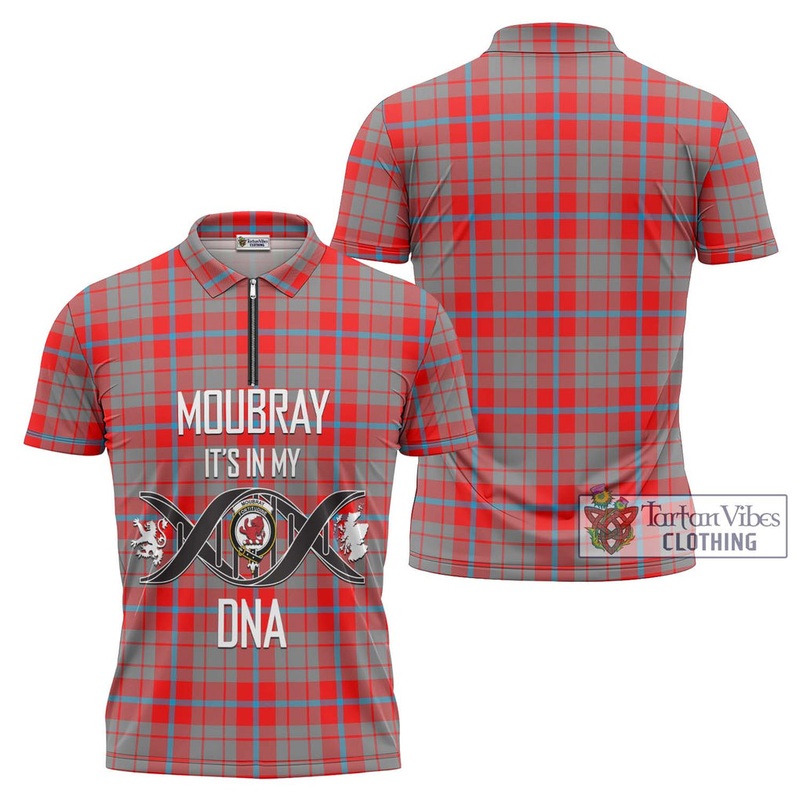 Moubray Tartan Zipper Polo Shirt with Family Crest DNA In Me Style