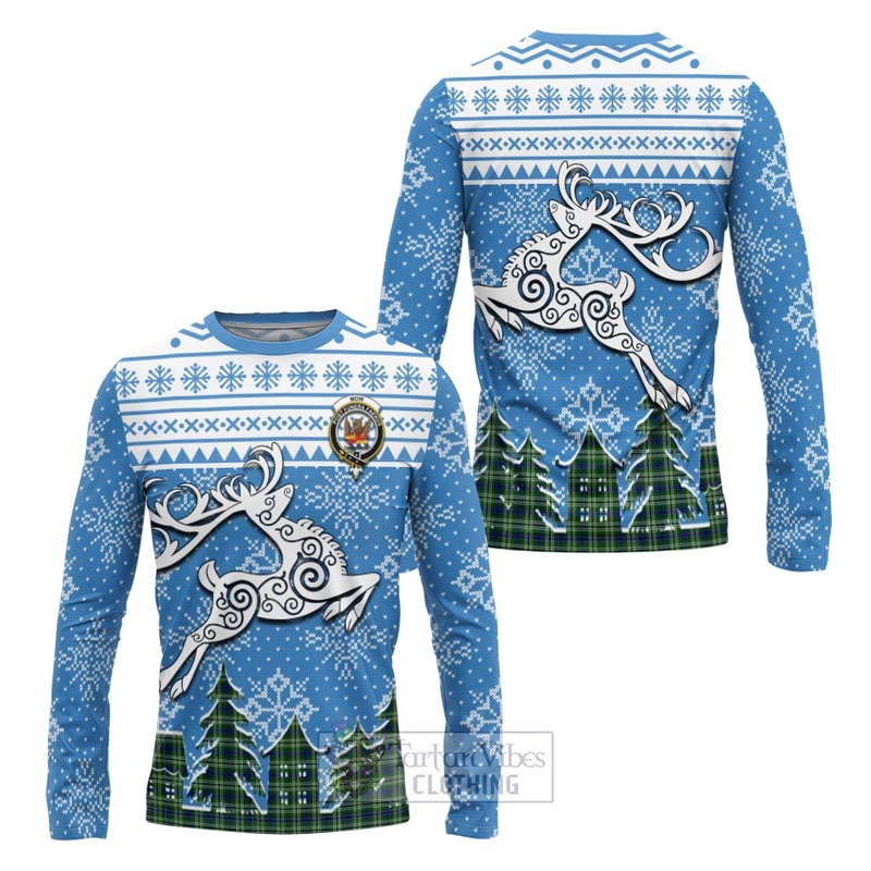 Mow Clan Christmas Long Sleeve T-Shirt Celtic Reindeer Style