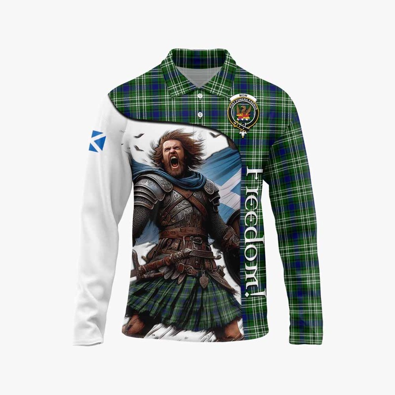 Mow Crest Tartan Long Sleeve Polo Shirt Inspired by the Freedom of Scottish Warrior