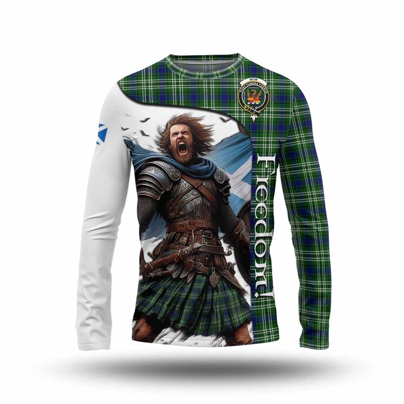 Mow Crest Tartan Long Sleeve T-Shirt Inspired by the Freedom of Scottish Warrior