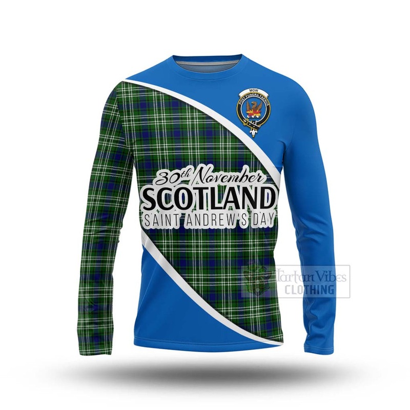 Mow Family Crest Tartan Long Sleeve T-Shirt Celebrate Saint Andrew's Day in Style