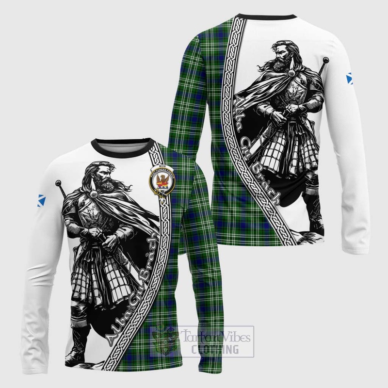 Mow Tartan Clan Crest Long Sleeve T-Shirt with Highlander Warrior Celtic Style