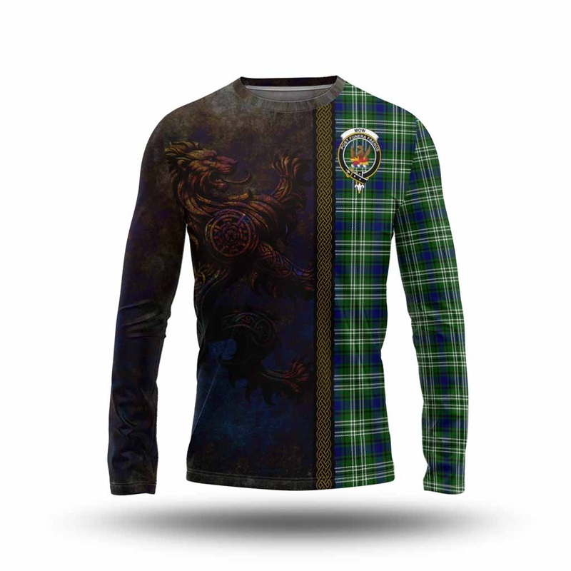 Mow Tartan Family Crest Long Sleeve T-Shirt Alba Gu Brath Be Brave Lion Ancient Style