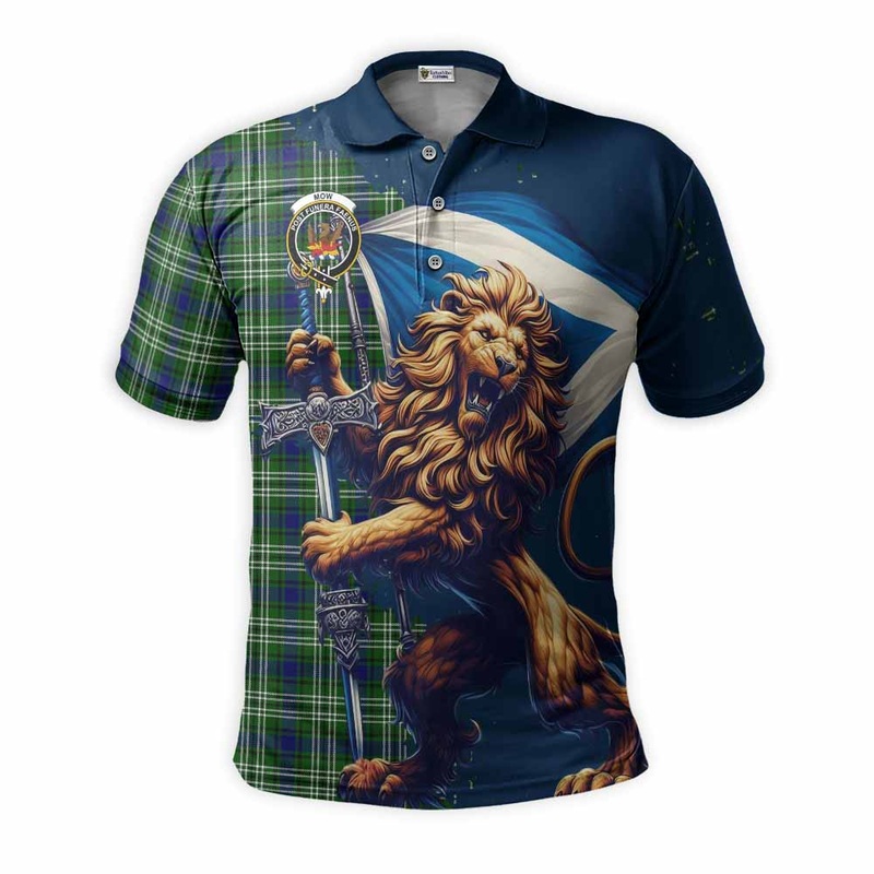 Mow Tartan Family Crest Men's Polo Shirt with Scottish Majestic Lion