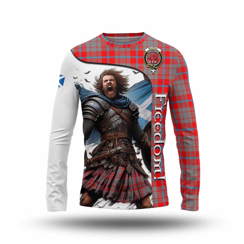 Moubray Crest Tartan Long Sleeve T-Shirt Inspired by the Freedom of Scottish Warrior