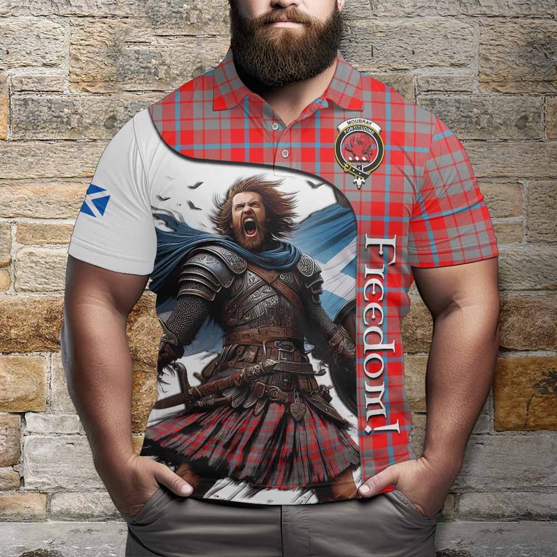 Moubray Crest Tartan Polo Shirt Inspired by the Freedom of Scottish Warrior