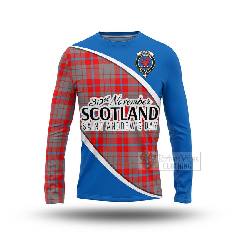 Moubray Family Crest Tartan Long Sleeve T-Shirt Celebrate Saint Andrew's Day in Style