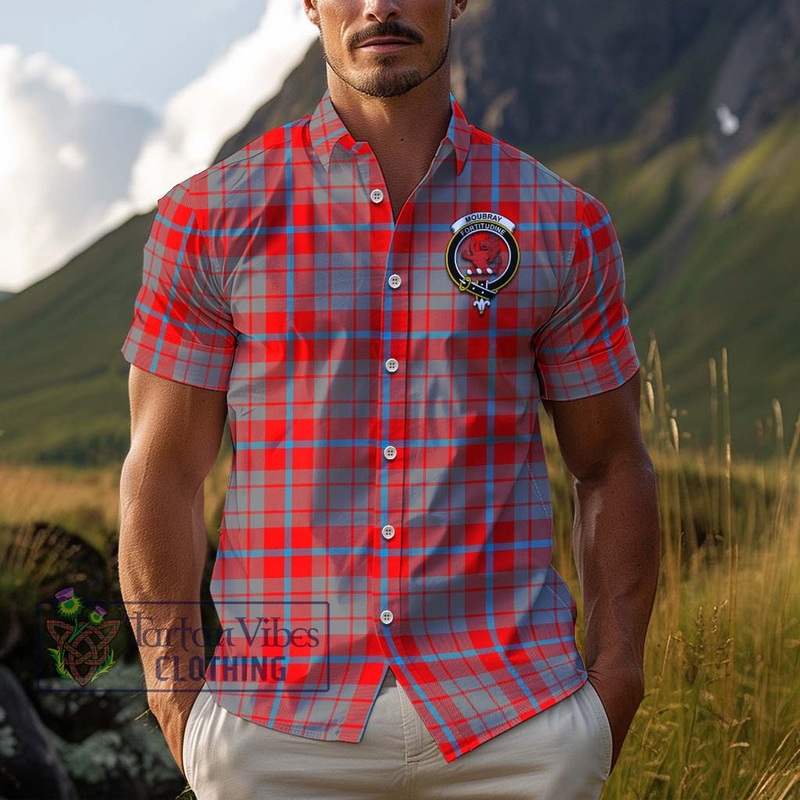 Moubray Tartan Cotton Hawaiian Shirt with Family Crest