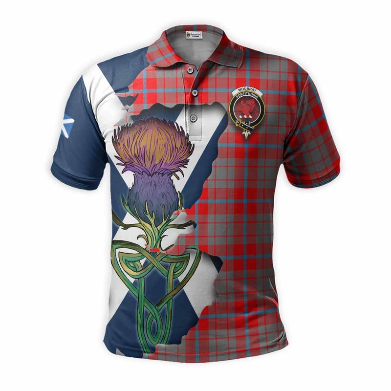 Moubray Tartan Family Crest Polo Shirt Scottish Thistle Celtic Inspired