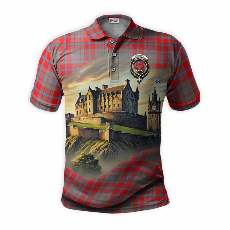 Moubray Tartan Family Crest Polo Shirt with Scottish Ancient Castle Style