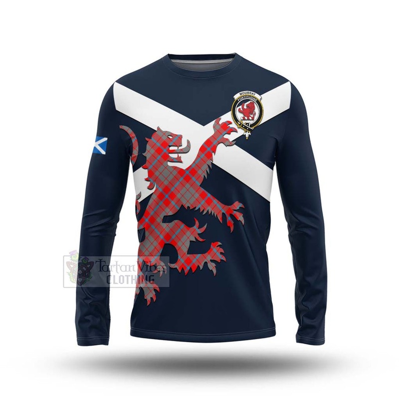 Moubray Tartan Lion Rampant Long Sleeve T-Shirt  Proudly Display Your Heritage with Alba Gu Brath and Clan Name