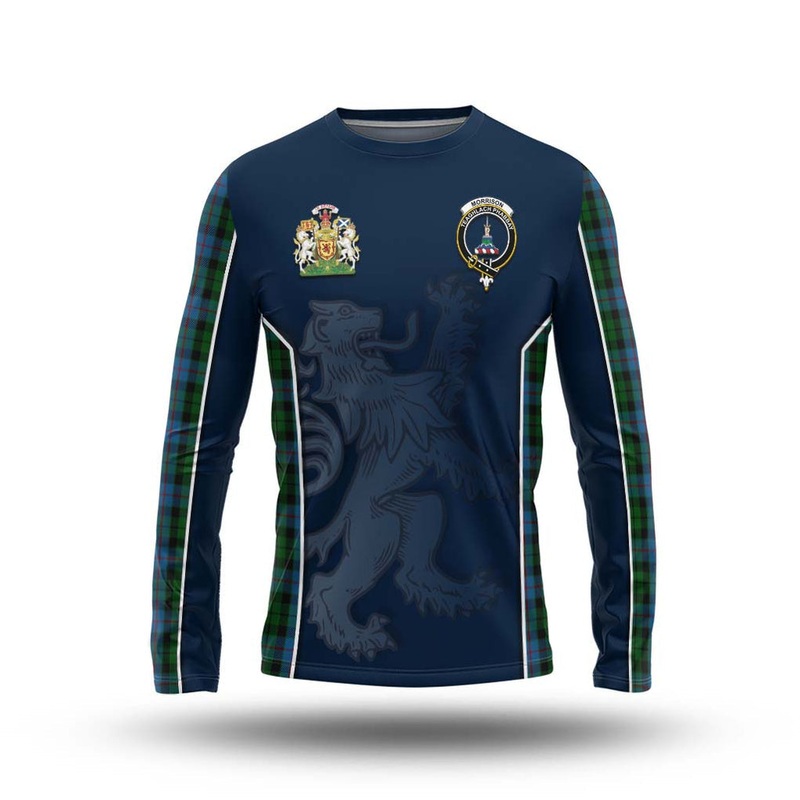 Morrison Society Tartan Long Sleeve T-Shirt with Family Crest and Lion Rampant Vibes Sport Style