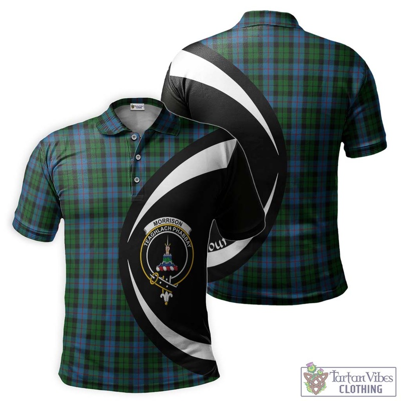 Morrison Society Tartan Men's Polo Shirt with Family Crest Circle Style