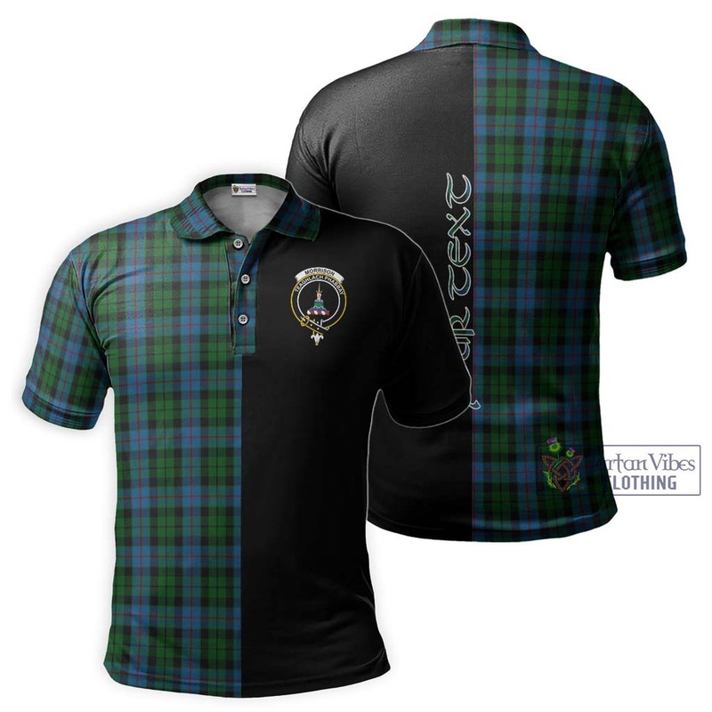 Morrison Society Tartan Polo Shirt with Family Crest and Half Of Me Style