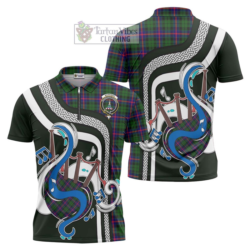 Morrison Modern Tartan Zipper Polo Shirt with Epic Bagpipe Style
