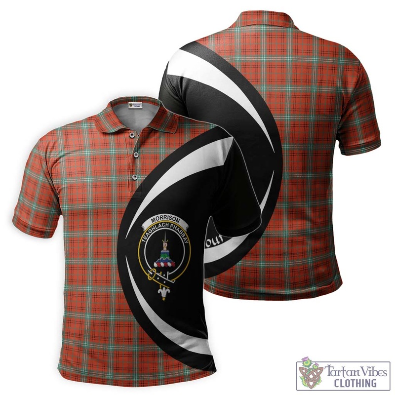 Morrison Red Ancient Tartan Men's Polo Shirt with Family Crest Circle Style