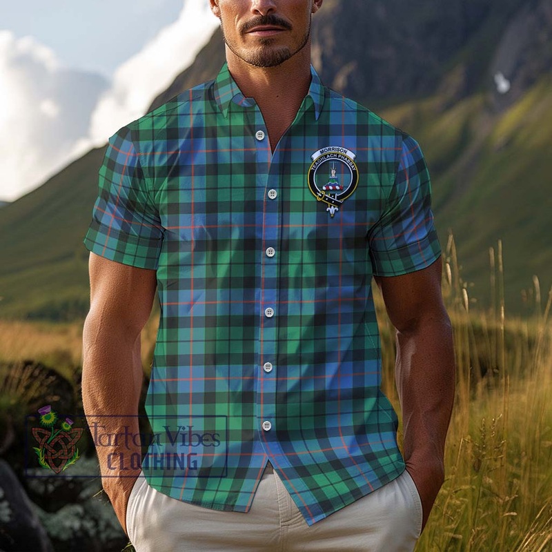 Morrison Ancient Tartan Cotton Hawaiian Shirt with Family Crest