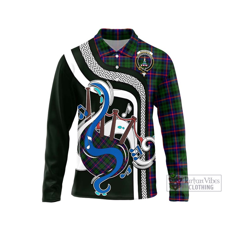 Morrison Modern Tartan Long Sleeve Polo Shirt with Epic Bagpipe Style