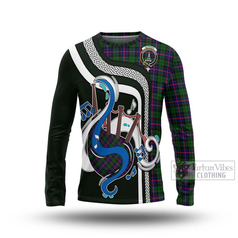 Morrison Modern Tartan Long Sleeve T-Shirt with Epic Bagpipe Style