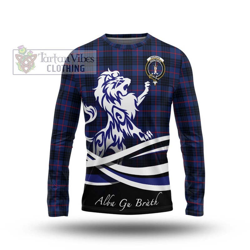 Morgan Tartan Long Sleeve T-Shirt with Alba Gu Brath Regal Lion Emblem