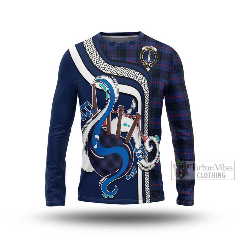 Morgan Tartan Long Sleeve T-Shirt with Epic Bagpipe Style