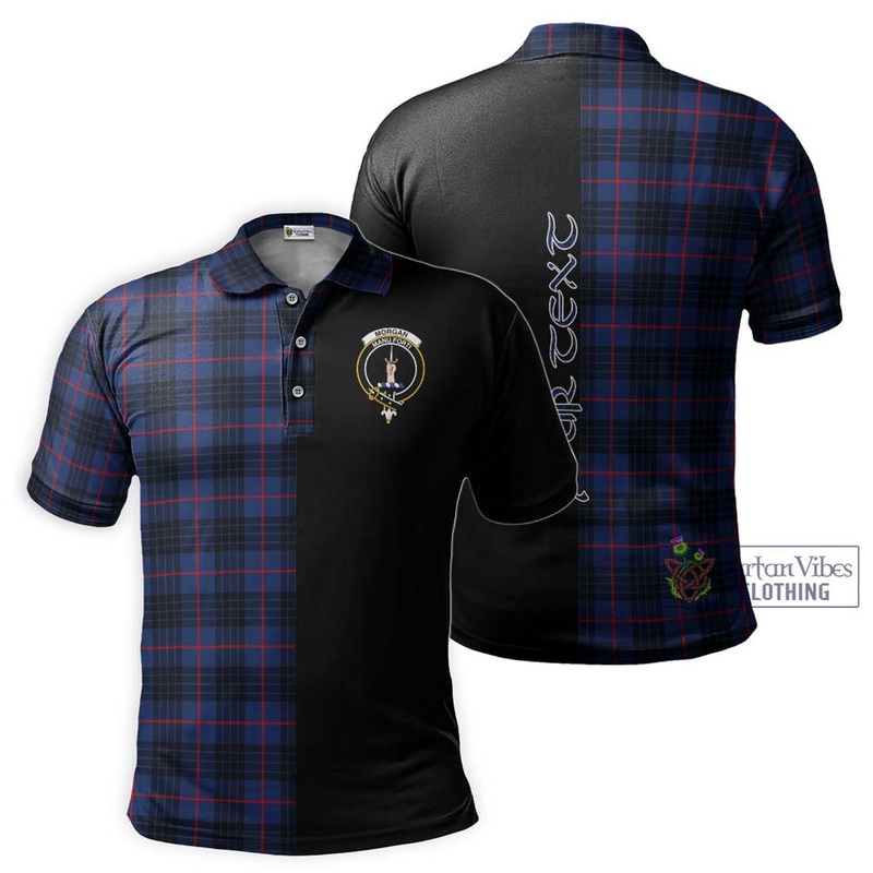 Morgan Tartan Polo Shirt with Family Crest and Half Of Me Style