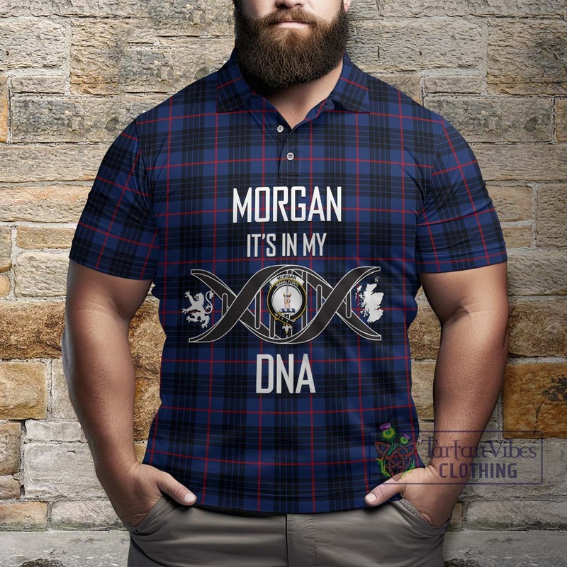 Morgan Tartan Polo Shirt with Family Crest DNA In Me Style