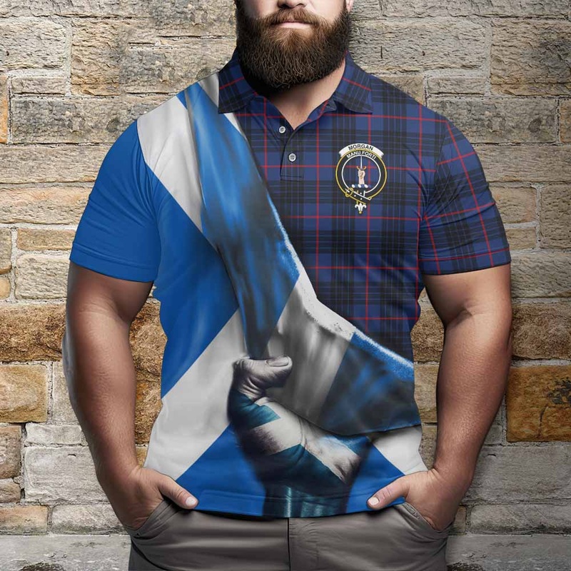 Morgan Tartan Polo Shirt with Family Crest Scotland Patriotic Style