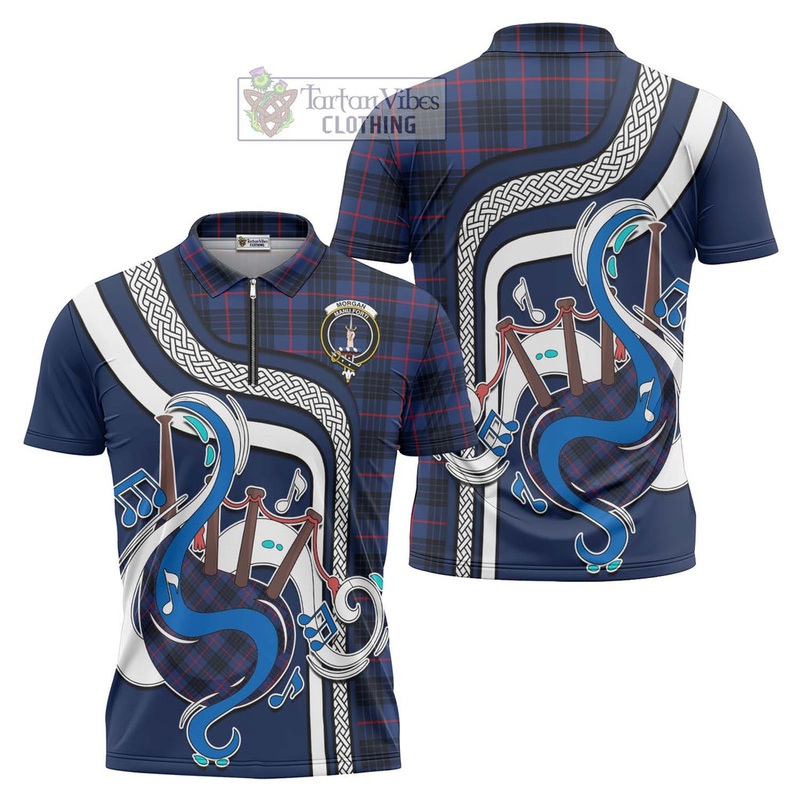 Morgan Tartan Zipper Polo Shirt with Epic Bagpipe Style