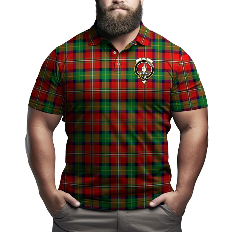 Boyd Tartan Men's Polo Shirt with Family Crest