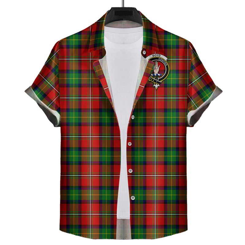 Boyd Tartan Short Sleeve Button Down Shirt with Family Crest