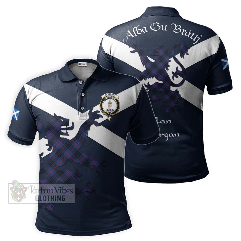 Morgan Tartan Lion Rampant Polo Shirt Proudly Display Your Heritage with Alba Gu Brath and Clan Name