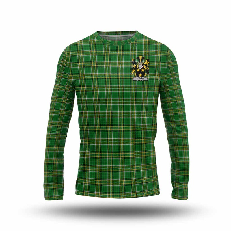 Moran Irish Clan Tartan Long Sleeve T-Shirt with Coat of Arms