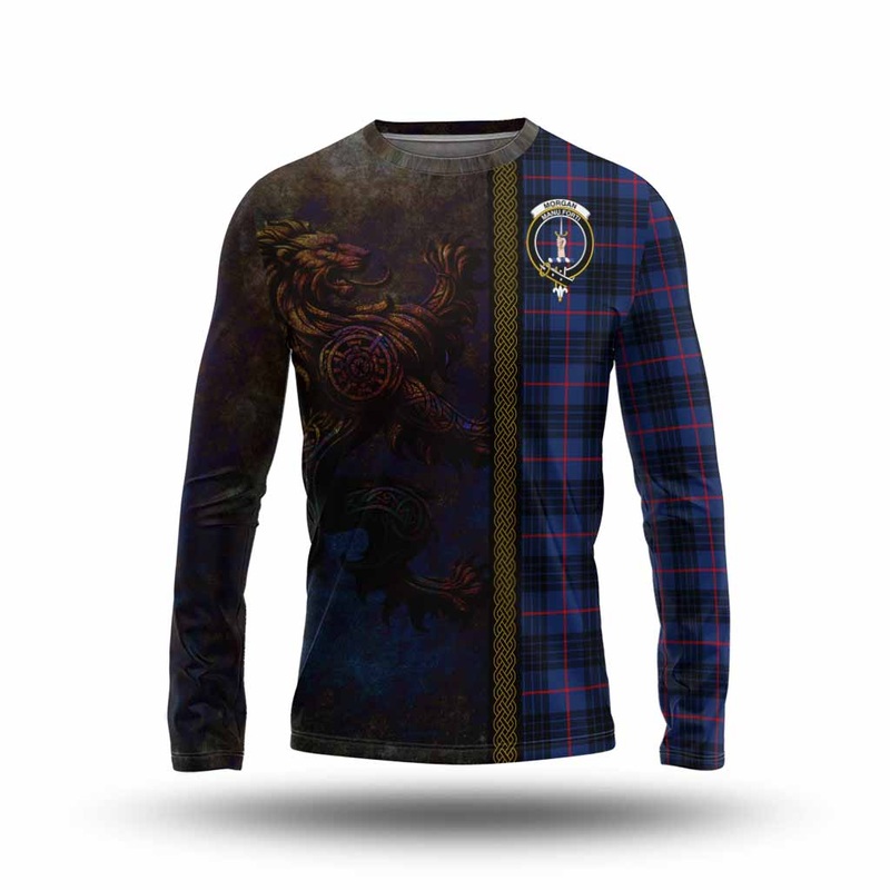 Morgan Tartan Family Crest Long Sleeve T-Shirt Alba Gu Brath Be Brave Lion Ancient Style
