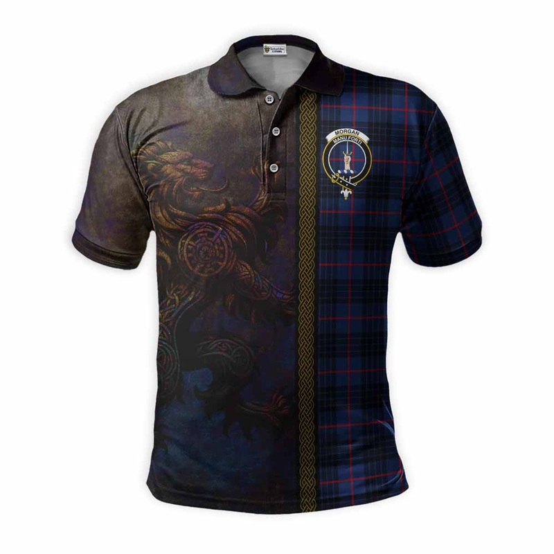 Morgan Tartan Family Crest Polo Shirt Alba Gu Brath Be Brave Lion Ancient Style