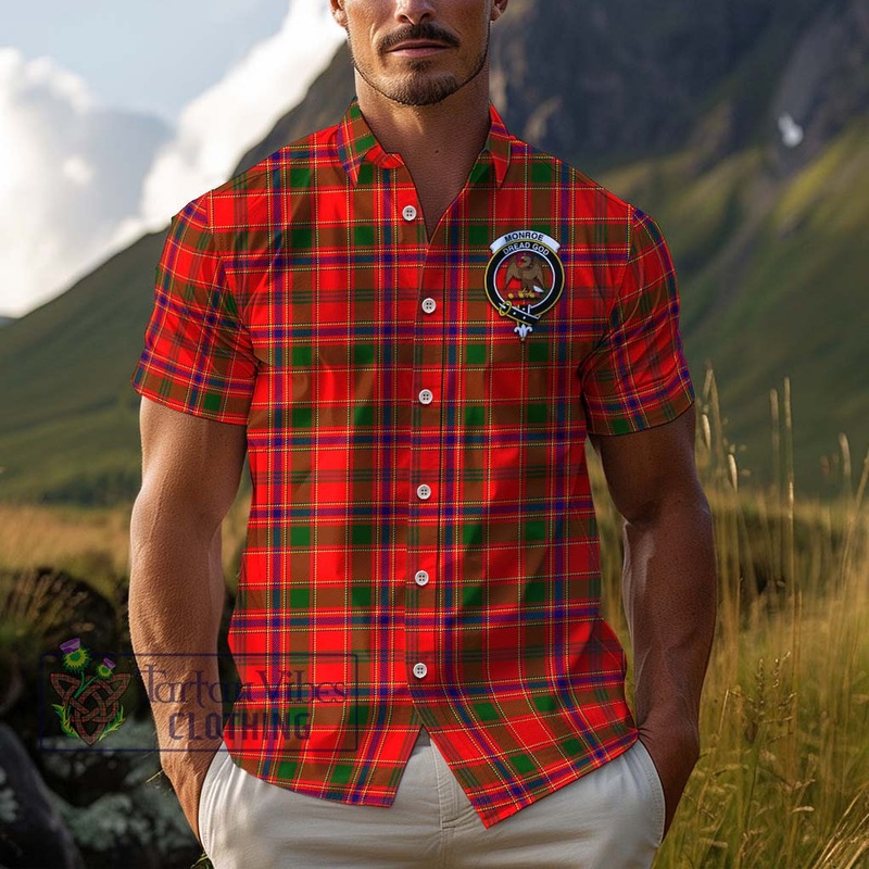 Monroe Modern Tartan Cotton Hawaiian Shirt with Family Crest