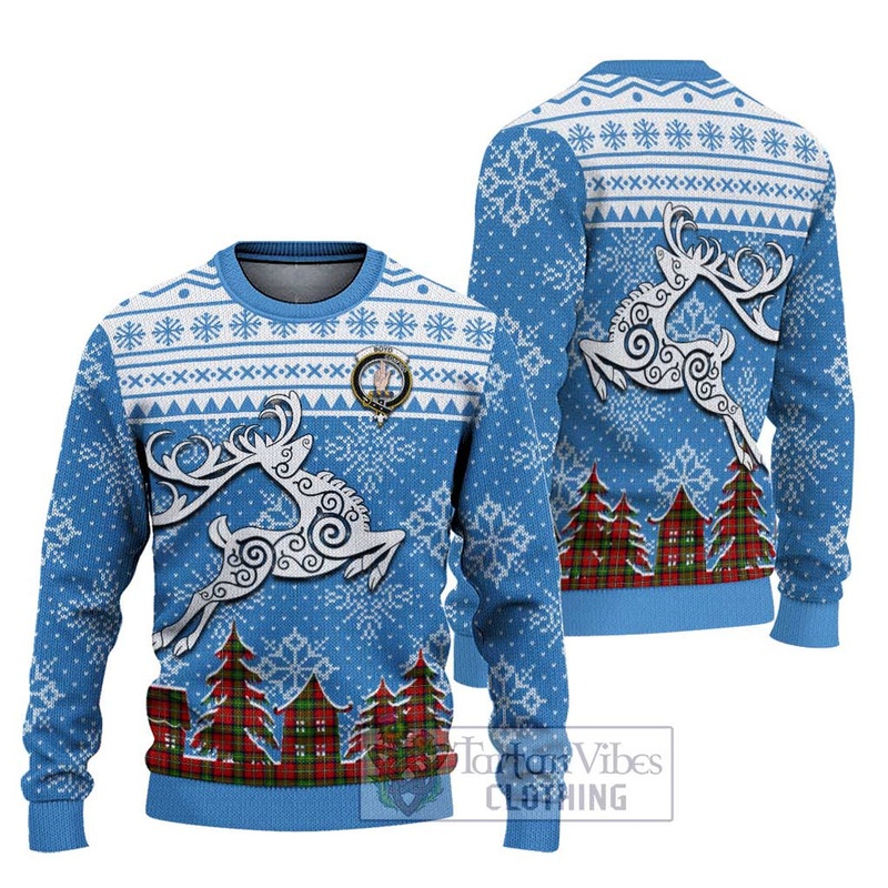 Boyd Clan Christmas Ugly Sweater Celtic Reindeer Style