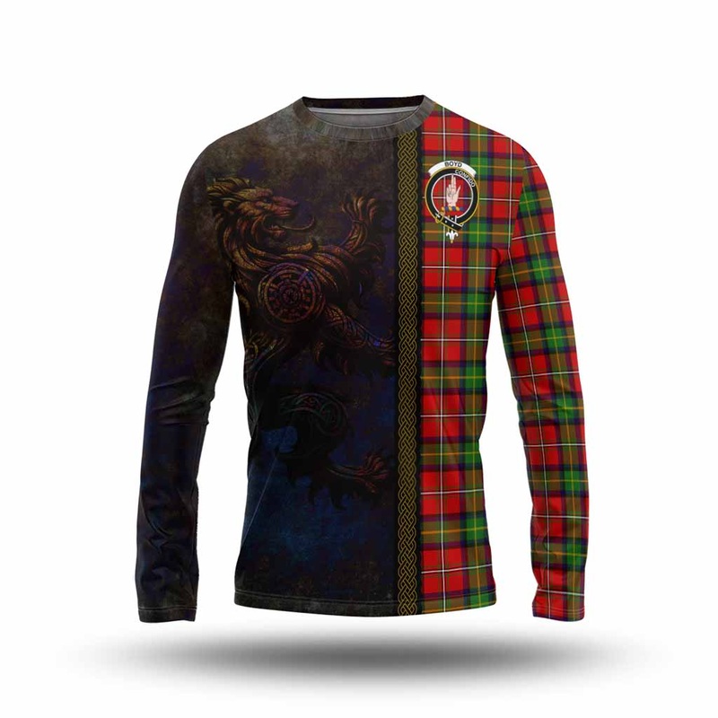Boyd Tartan Family Crest Long Sleeve T-Shirt Alba Gu Brath Be Brave Lion Ancient Style