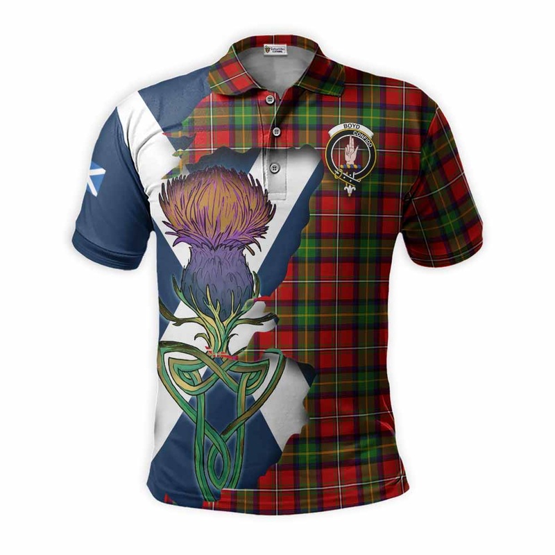Boyd Tartan Family Crest Polo Shirt Scottish Thistle Celtic Inspired