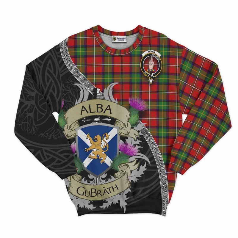 Boyd Tartan Family Crest Sweatshirt Lion Rampant Royal Thistle Shield Celtic Inspired