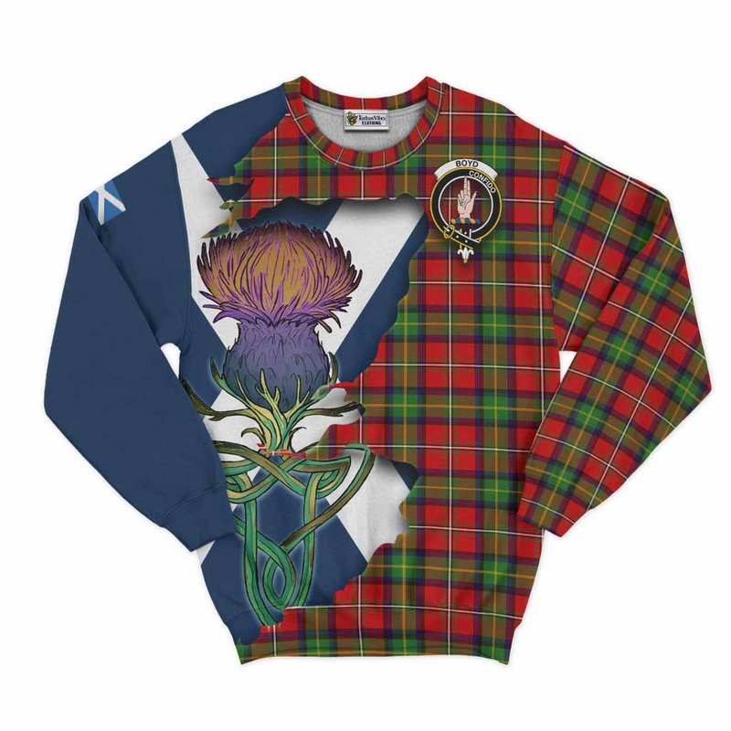 Boyd Tartan Family Crest Sweatshirt Scottish Thistle Celtic Inspired