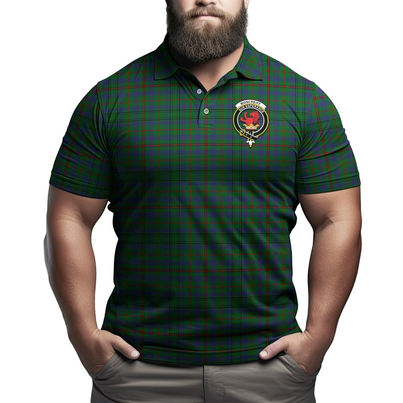 Moncrieff of Atholl Tartan Men's Polo Shirt with Family Crest