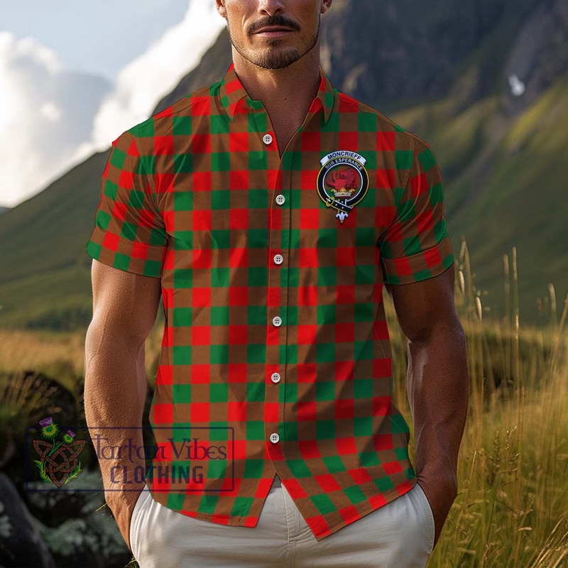 Moncrieff Modern Tartan Cotton Hawaiian Shirt with Family Crest