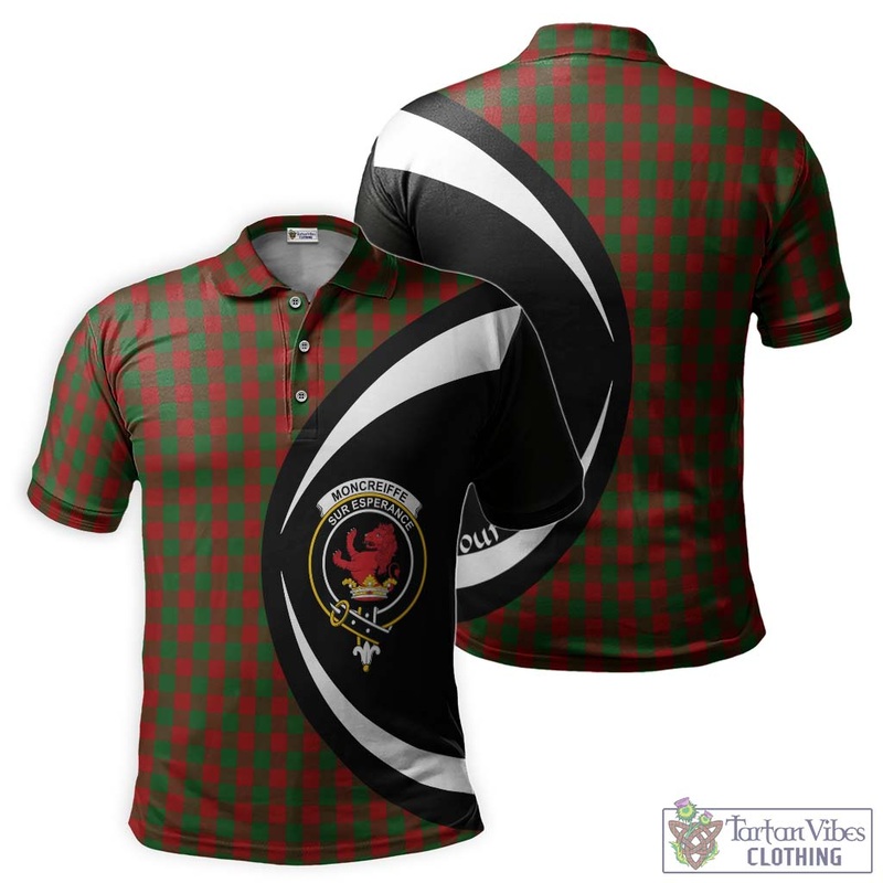 Moncreiffe Tartan Men's Polo Shirt with Family Crest Circle Style