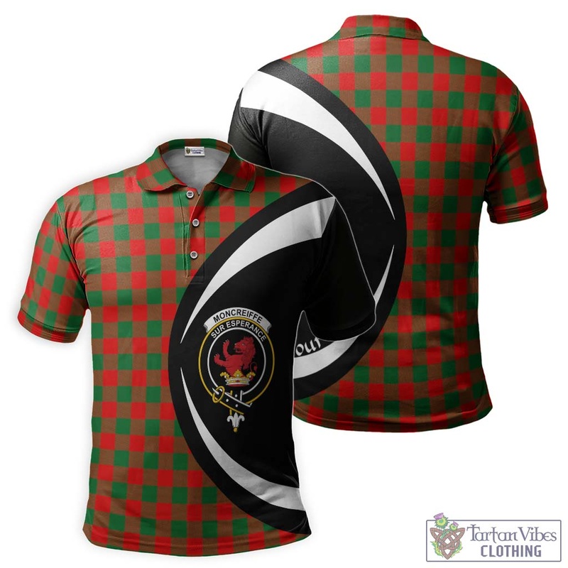 Moncreiffe Modern Tartan Men's Polo Shirt with Family Crest Circle Style
