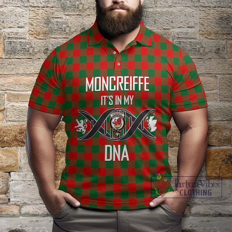 Moncreiffe Modern Tartan Polo Shirt with Family Crest DNA In Me Style