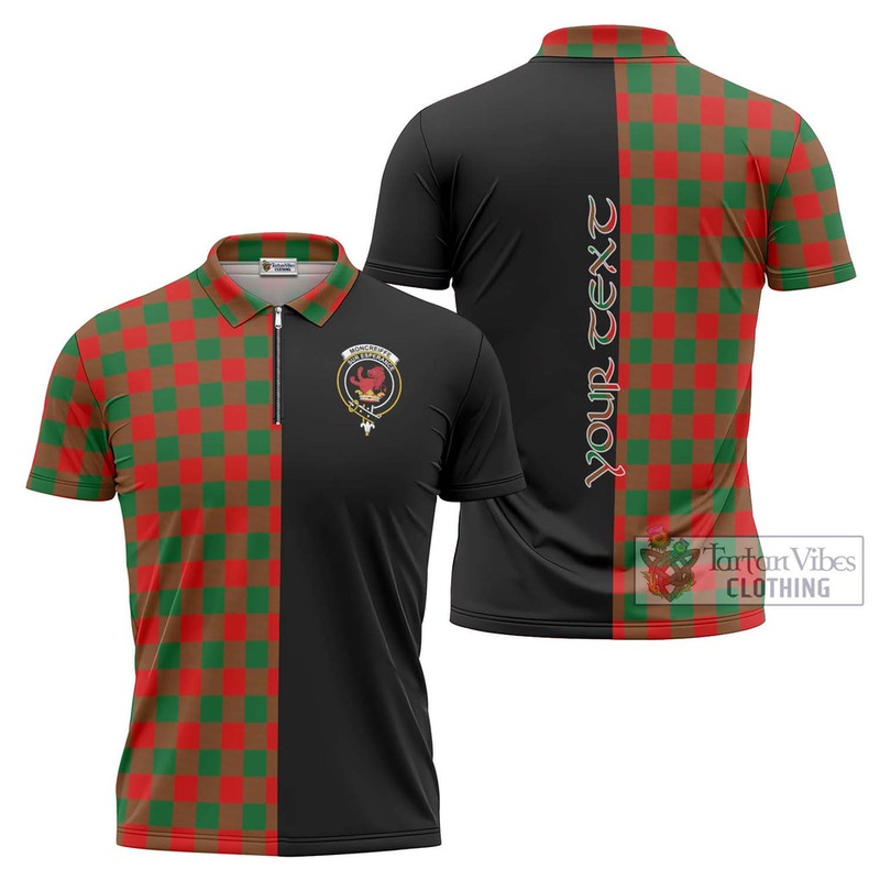 Moncreiffe Modern Tartan Zipper Polo Shirt with Family Crest and Half Of Me Style