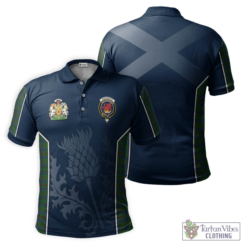 Moncreiffe of Atholl Tartan Men's Polo Shirt with Family Crest and Scottish Thistle Vibes Sport Style